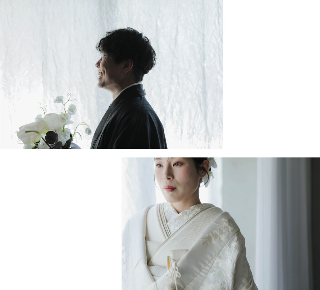 差し込む光が白無垢の陰影を美しく描き出す。シンプルだからこそ本質が伝わる和装カッ トの組写真 | IN MY LIFE photography
