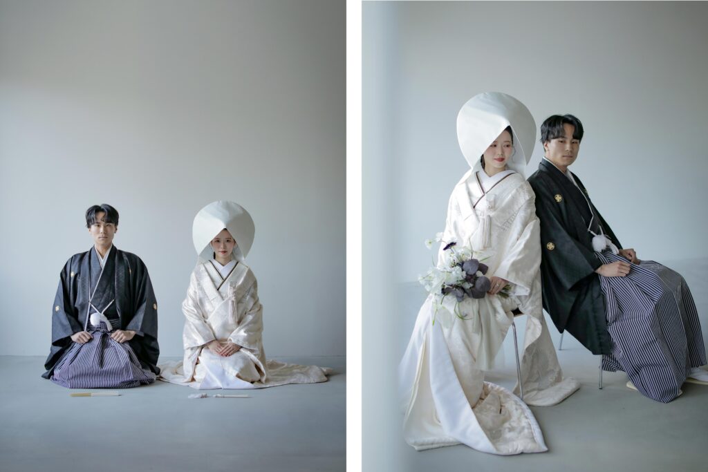 差し込む光が白無垢の陰影を美しく描き出す。シンプルだからこそ本質が伝わる和装カッ トの組み写真 | IN MY LIFE photography