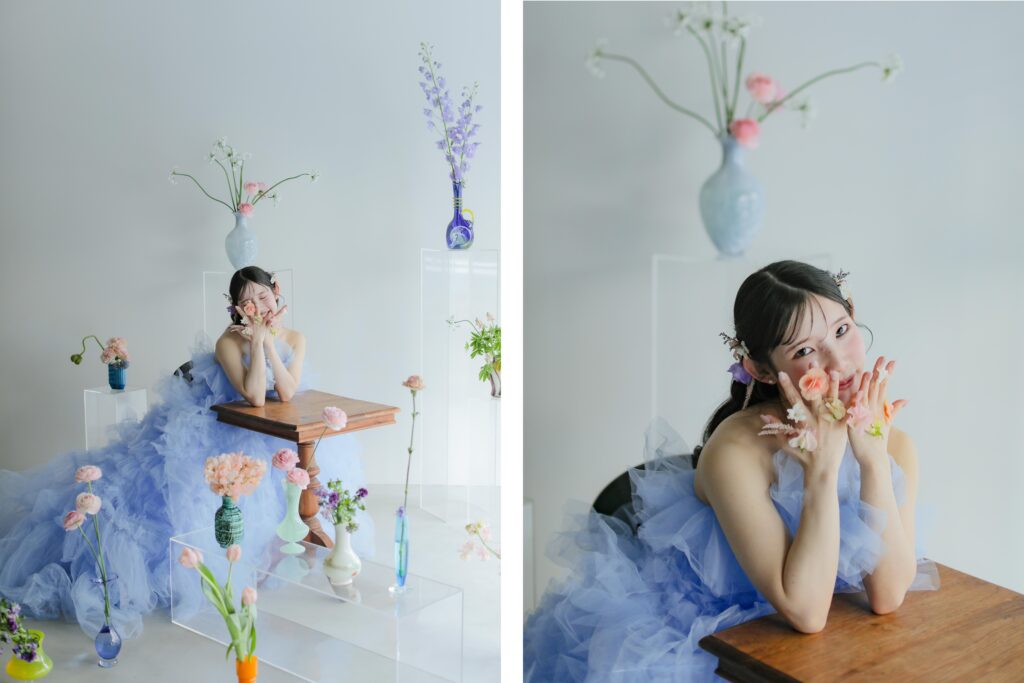 フローリストによるライブスタイリング。一輪一輪の個性を活かした、空間を彩る繊細な フラワーデコレーションの組み写真 | IN MY LIFE photography