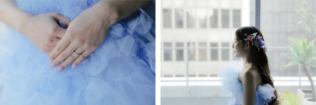 作り込まない自然な笑顔。お互いの空気感を大切に切り取った、等身大な洋装フォトウエ ディングの組み写真 | IN MY LIFE photography