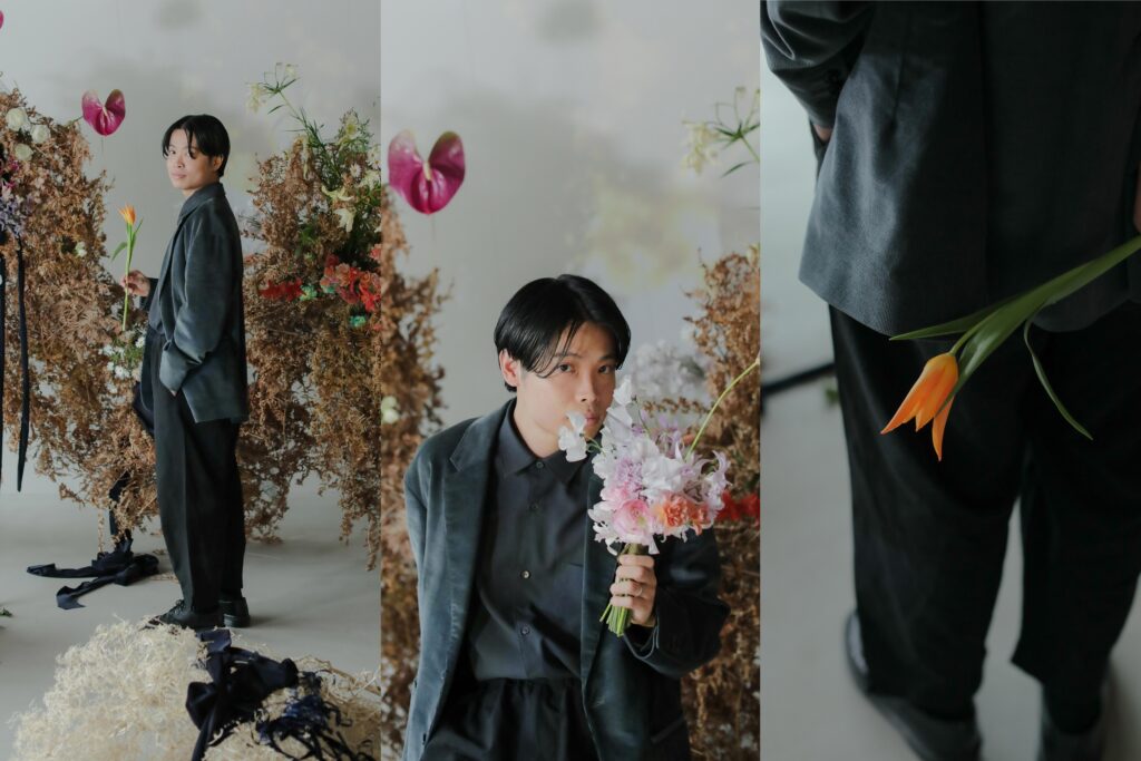 フォトウエディングを彩る上質な花。新郎新婦の美しさを引き立てる、洗練されたアーテ
ィスティックな花材の配置 | IN MY LIFE photography