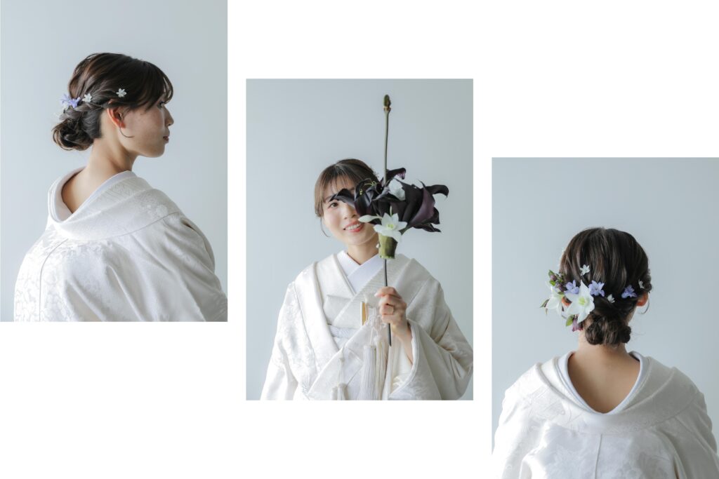 差し込む光が白無垢の陰影を美しく描き出す。シンプルだからこそ本質が伝わる和装カッ
トの組み写真 | IN MY LIFE photography