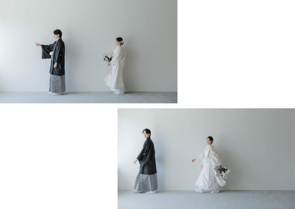 photography 自然光が映えるシンプルなスタジオで、白無垢と紋付袴を纏った和装前撮り | IN MY LIFE photography