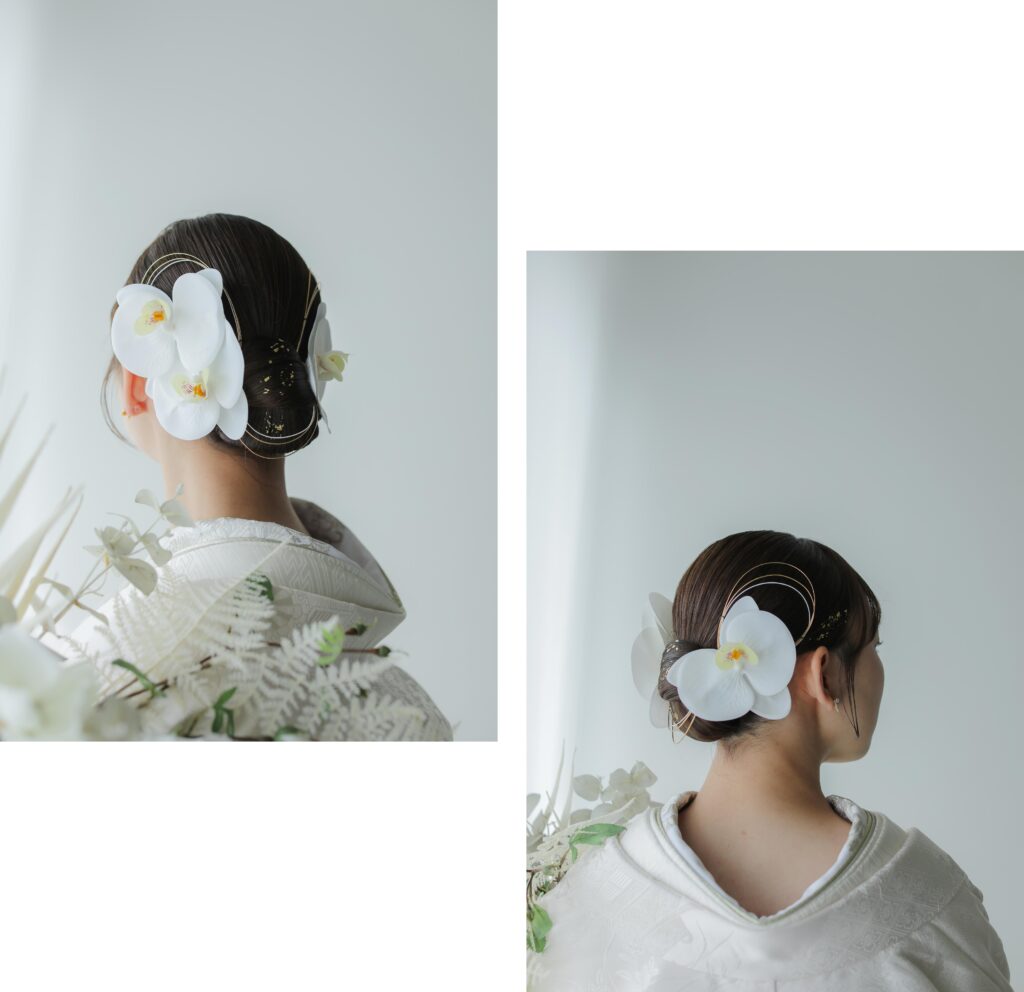 差し込む光が白無垢の陰影を美しく描き出す。シンプルだからこそ本質が伝わる和装カッ
ト | IN MY LIFE photography